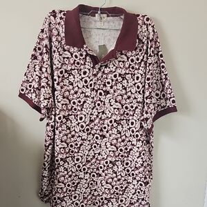 J.Crew Mens Summer Garden Red Ivory Terry Cloth Polo All Over Print Size M NWT!